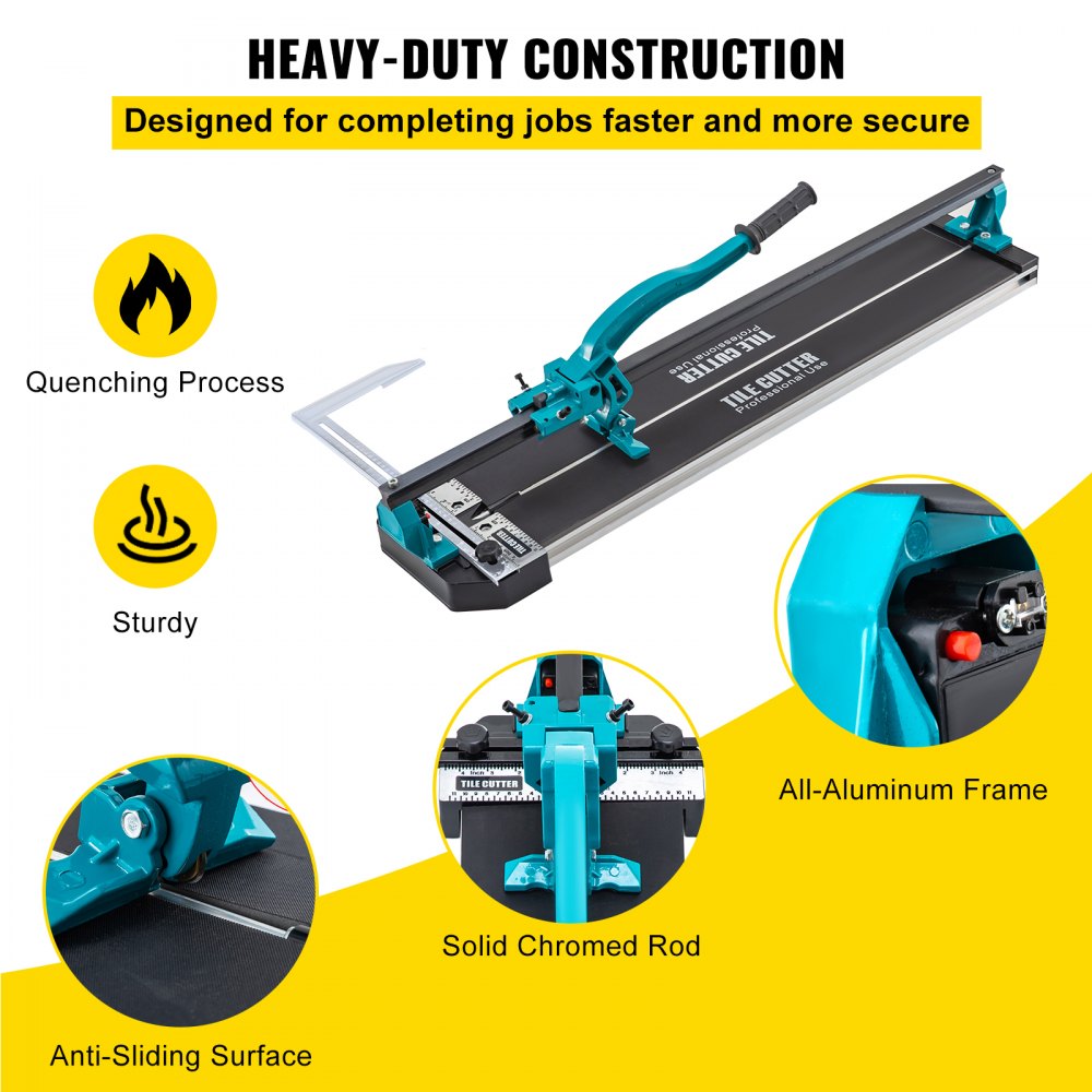 VEVOR Tile Cutter 31 Inch,Manual Tile Cutter Single Rail w/Precise Laser Positioning, Alloy Cutter Wheel with Ergonomic Handle, Accurate Rulers, For Large Tile 0.24\"-0.59\" Thickness 