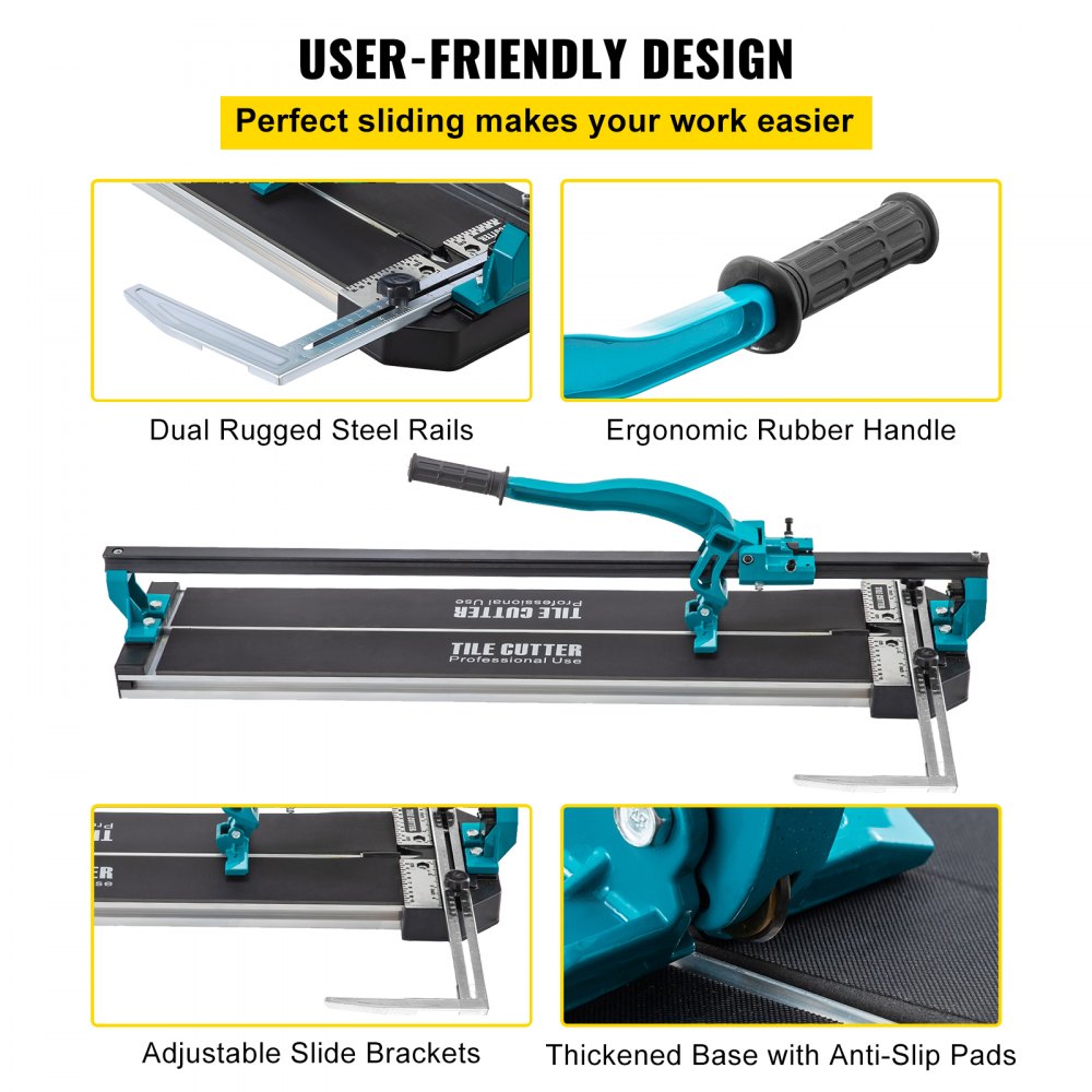 VEVOR Tile Cutter 31 Inch,Manual Tile Cutter Single Rail w/Precise Laser Positioning, Alloy Cutter Wheel with Ergonomic Handle, Accurate Rulers, For Large Tile 0.24\"-0.59\" Thickness 