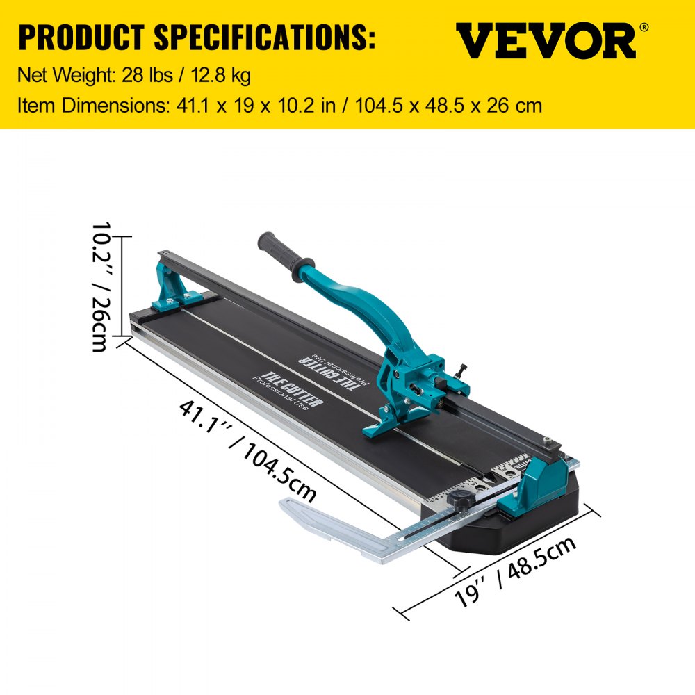 VEVOR Tile Cutter 31 Inch,Manual Tile Cutter Single Rail w/Precise Laser Positioning, Alloy Cutter Wheel with Ergonomic Handle, Accurate Rulers, For Large Tile 0.24\"-0.59\" Thickness 
