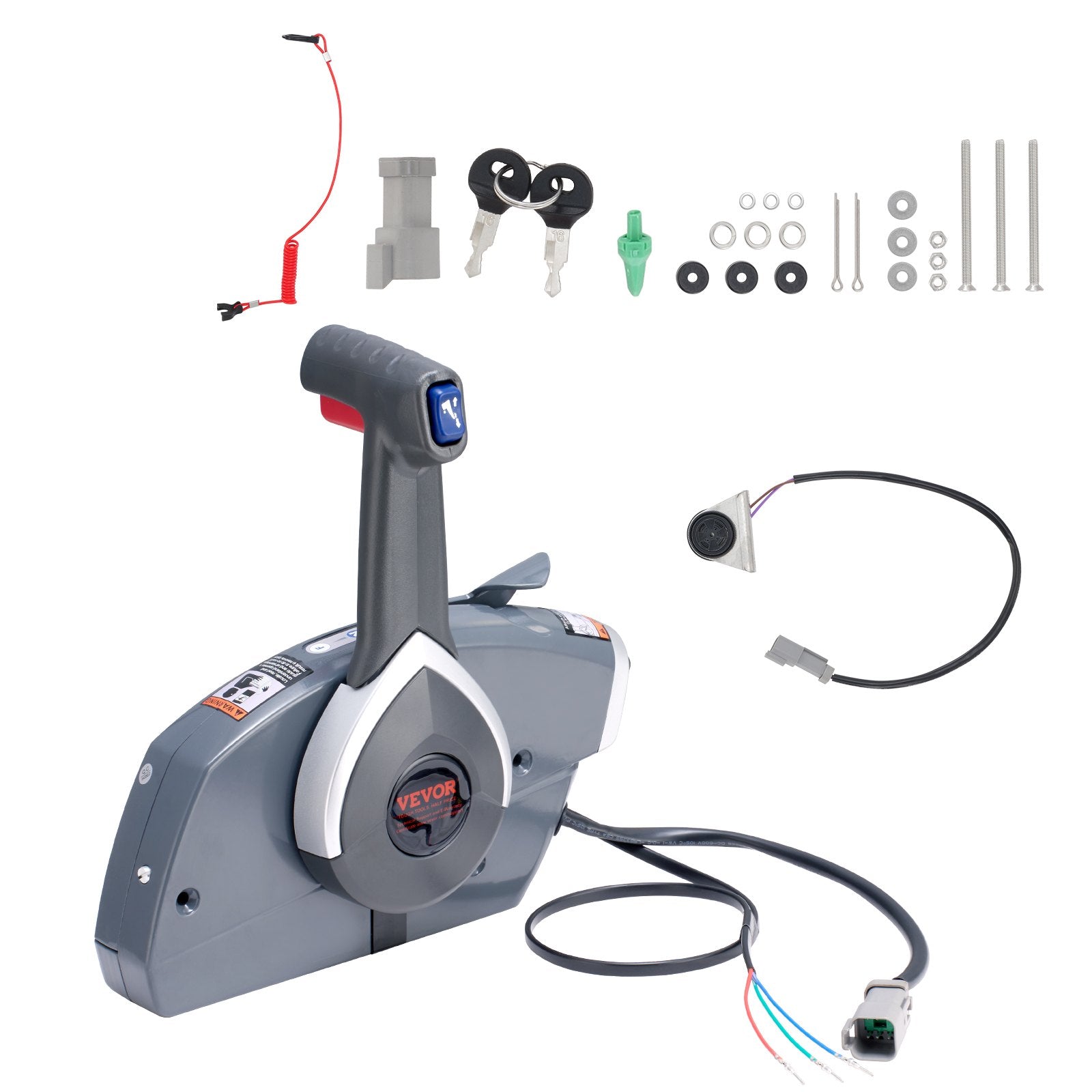 VEVOR Boat Throttle Control, 5006180 Side-Mounted Outboard Remote Control Box for Evinrude Johnson, Marine Throttle Control Box with Power Trim Switch and Lanyard 