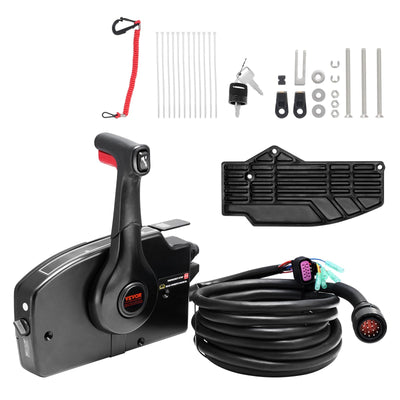 VEVOR Boat Throttle Control, 881170A13 Side-Mounted Outboard Remote Control Box for Mercury PT 4-Stroke, Marine Throttle Control Box with Power Trim Switch, 16.6 ft Harness 14 Pin, and Lanyard 