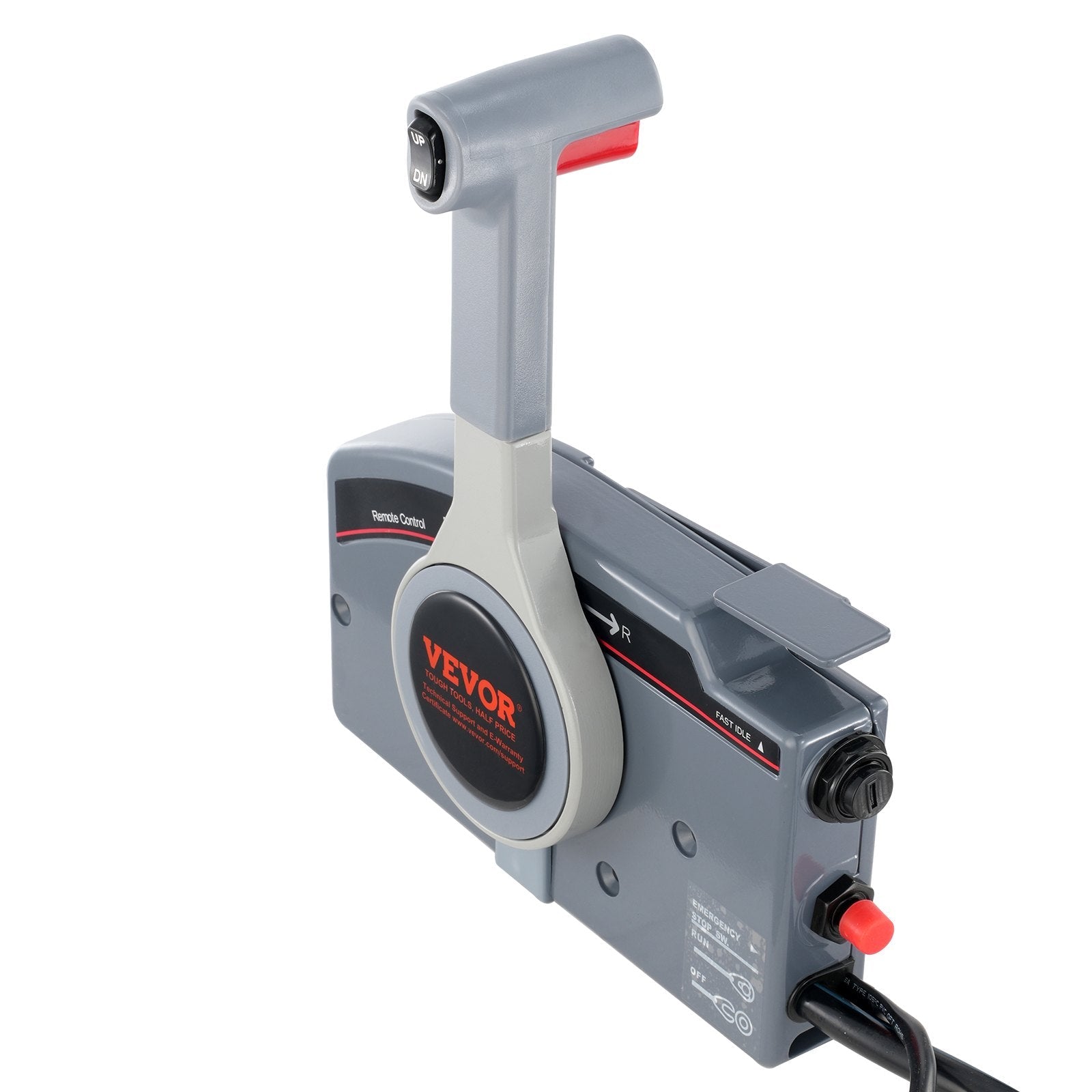 VEVOR Boat Throttle Control, 703-48205-16 Side-Mounted Outboard Remote Control Box for Yamaha 4-Stroke, Marine Throttle Control Box with Power Trim Switch, 16.6 ft Harness 10 Pin, and Lanyard 