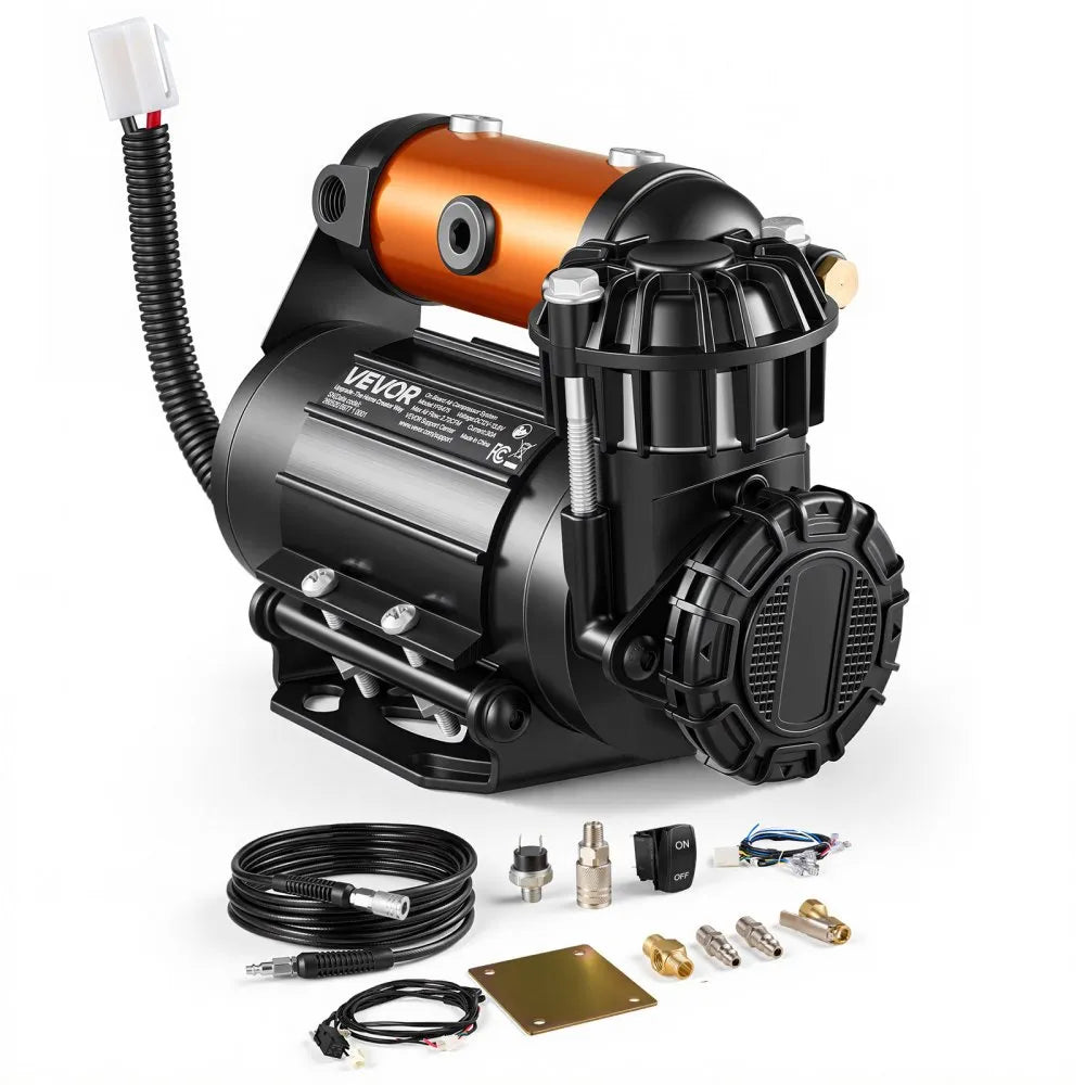 12V 0.5HP Portable Air Compressor 210 PSI – Heavy-Duty Off-Road Tire Inflator with 19 ft Hose