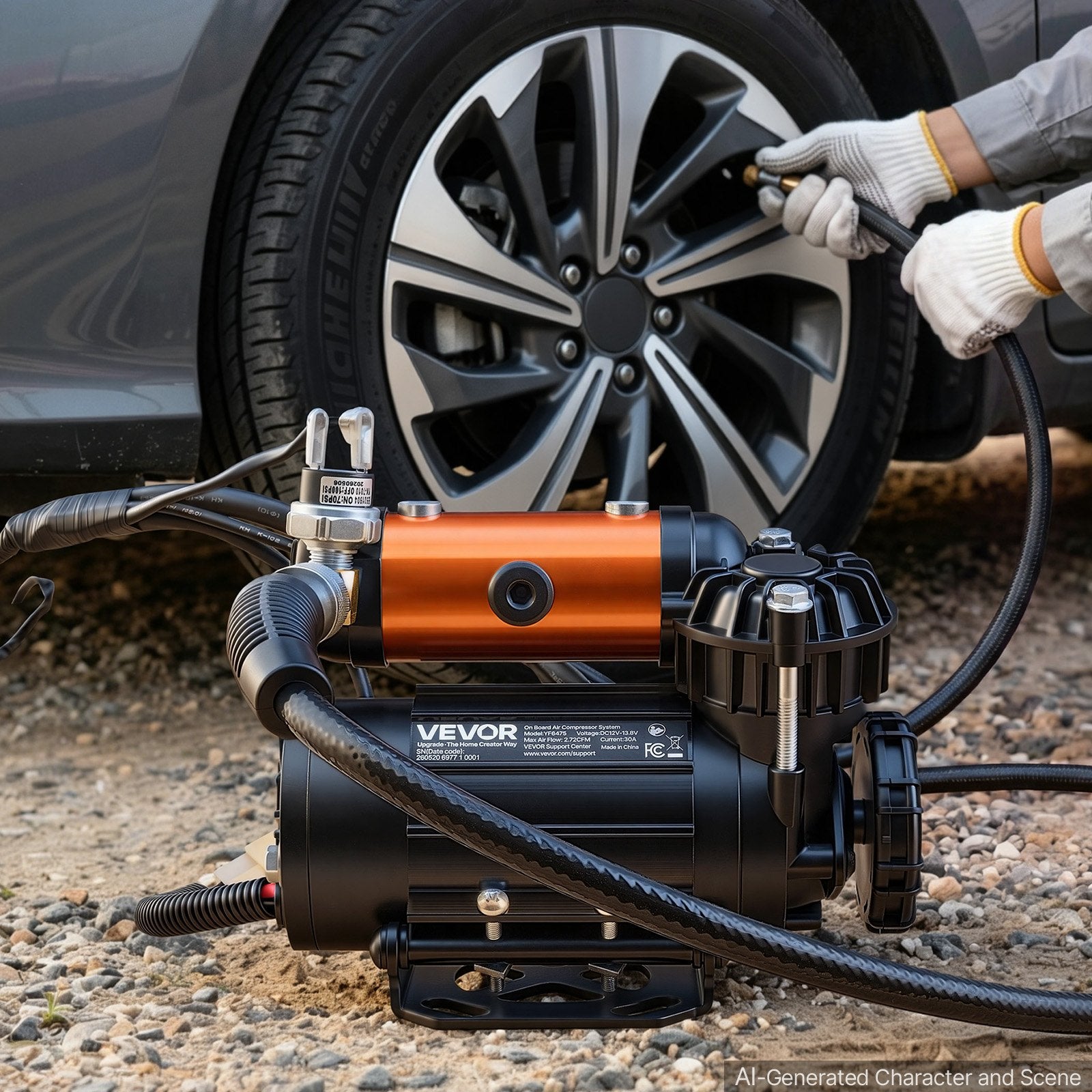 12V 0.5HP Portable Air Compressor 210 PSI – Heavy-Duty Off-Road Tire Inflator with 19 ft Hose