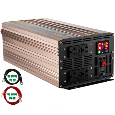 VEVOR Pure Sine Wave Inverter, 3000 Watt Power Inverter, DC 12V to AC 110V Car Inverter, with LCD Display, 5V USB Port, AC Outlets (GFCI) Power Converter, for Car, RV Truck,Solar System,Travel Camping 