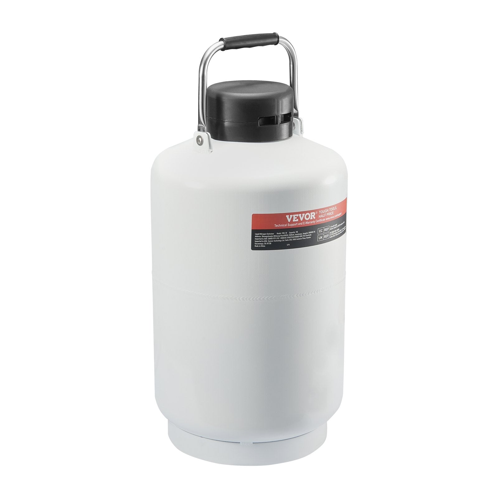 VEVOR Liquid Nitrogen Tank 10 L Aluminum Alloy LN2 Container Dewar 6 Canisters 