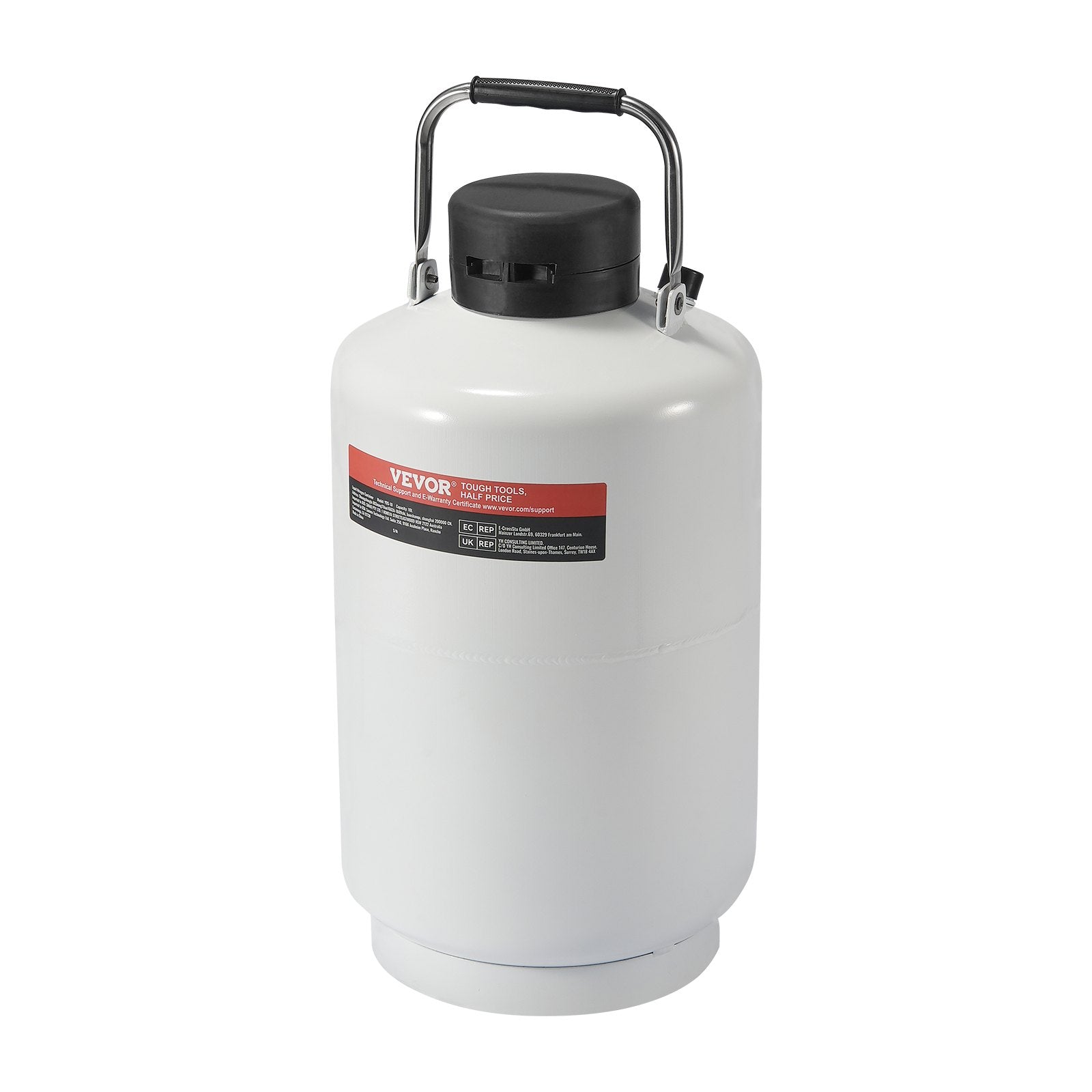VEVOR Liquid Nitrogen Tank 10 L Aluminum Alloy LN2 Container Dewar 6 Canisters 