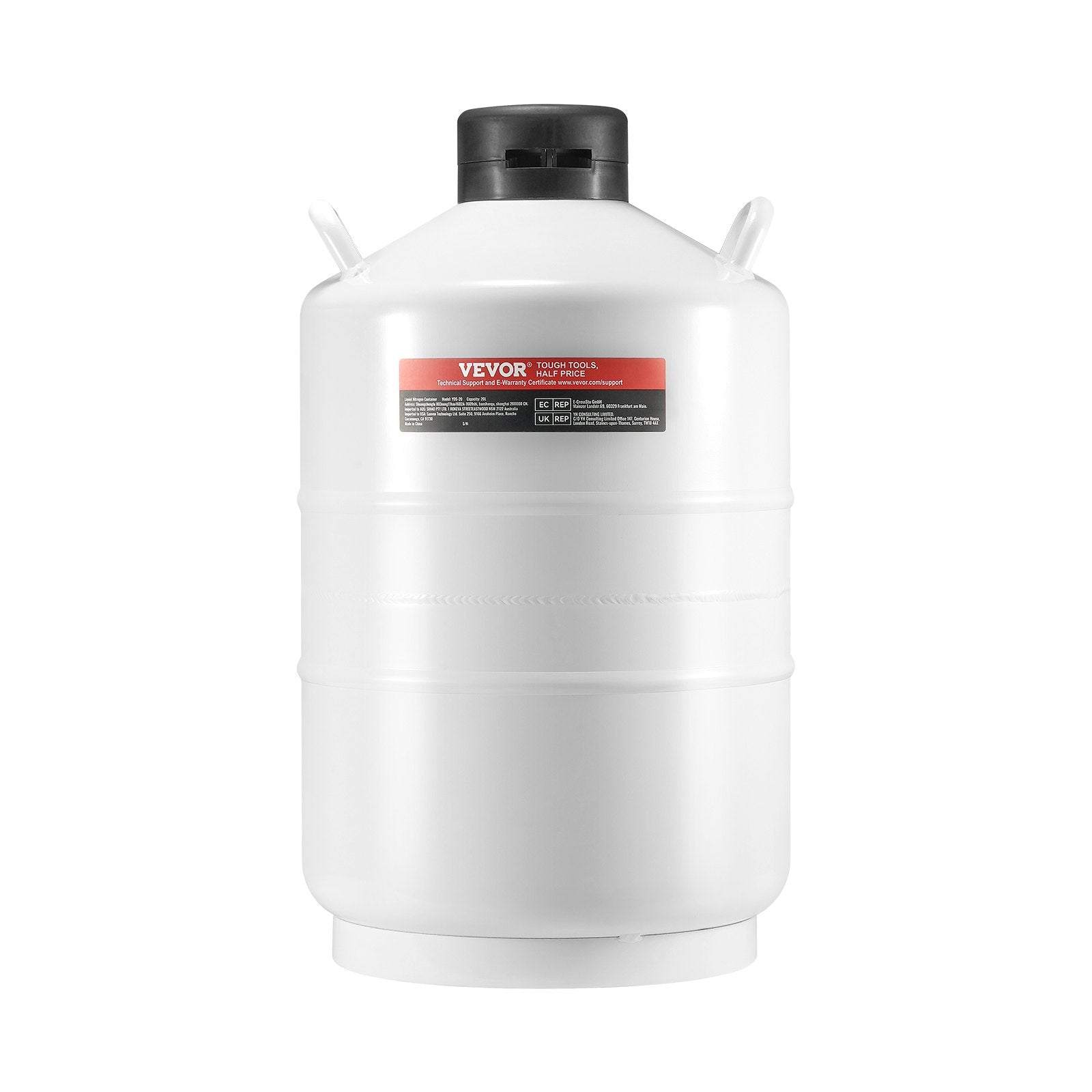VEVOR Liquid Nitrogen Tank 20 L Aluminum Alloy LN2 Container Dewar 6 Canisters 