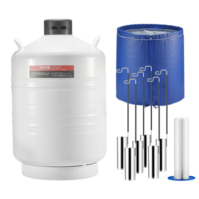VEVOR Liquid Nitrogen Tank 30 L Aluminum Alloy LN2 Container Dewar 6 Canisters 