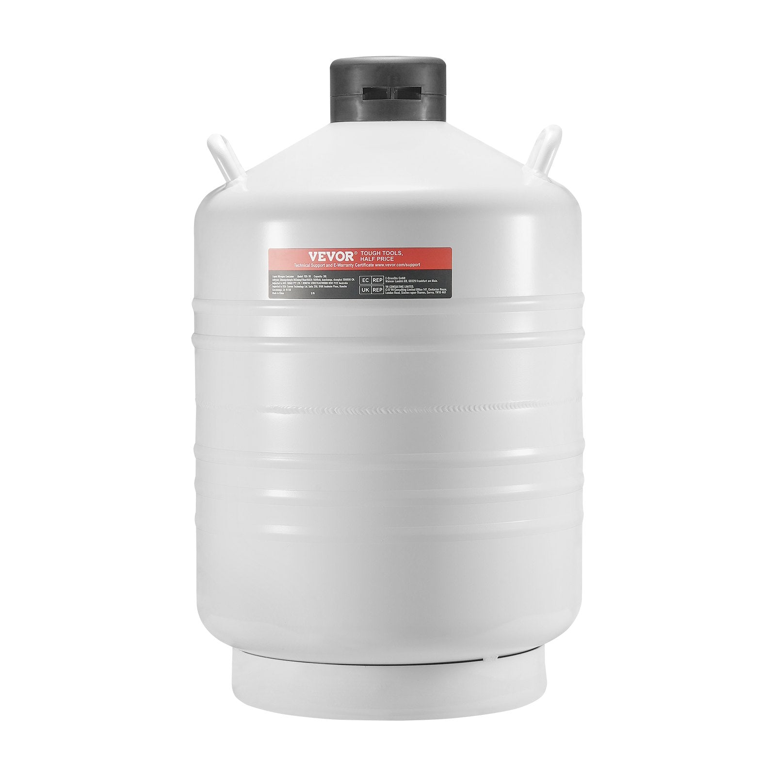 VEVOR Liquid Nitrogen Tank 30 L Aluminum Alloy LN2 Container Dewar 6 Canisters 