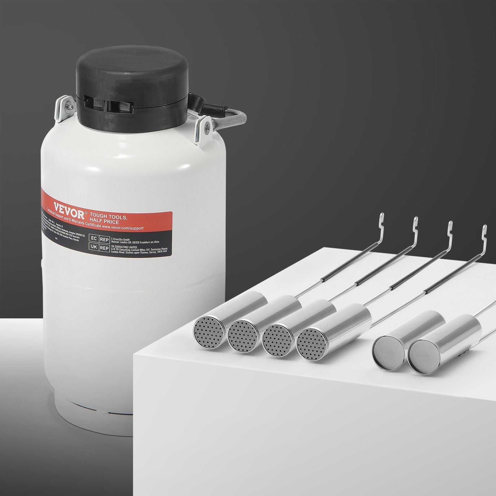 VEVOR Liquid Nitrogen Tank 3 L Aluminum Alloy LN2 Container Dewar 6 Canisters 