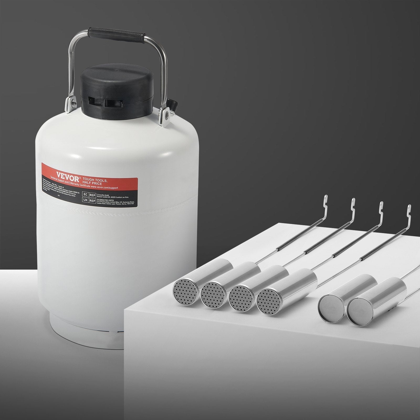 VEVOR Liquid Nitrogen Tank 6 L Aluminum Alloy LN2 Container Dewar 6 Canisters 