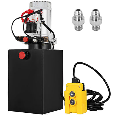 VEVOR Hydraulic Pump Double Acting Hydraulic Power Unit 12V DC Dump Trailer Pump 3200PSI Hydraulic Power Unit for Dump Trailer Car Lifting (12 Quart, Steel/Double Acting) 