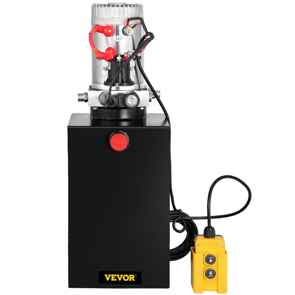 VEVOR Single Acting 15 Quart Hydraulic Pump 12V DC Hydraulic Power Unit 3.75 Gallon Dump Trailer Pump Steel Hydraulic Power Unit 