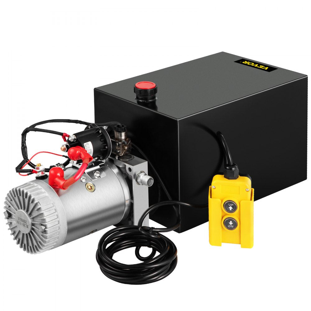 VEVOR Single Acting 15 Quart Hydraulic Pump 12V DC Hydraulic Power Unit 3.75 Gallon Dump Trailer Pump Steel Hydraulic Power Unit 