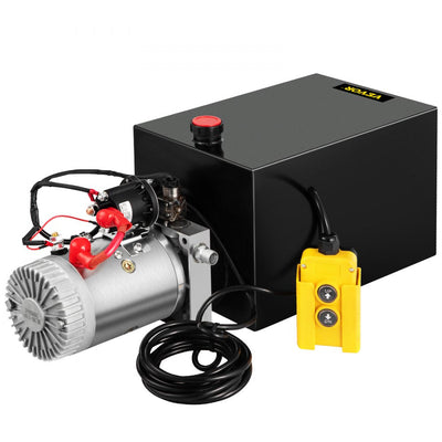 VEVOR Single Acting 15 Quart Hydraulic Pump 12V DC Hydraulic Power Unit 3.75 Gallon Dump Trailer Pump Steel Hydraulic Power Unit 