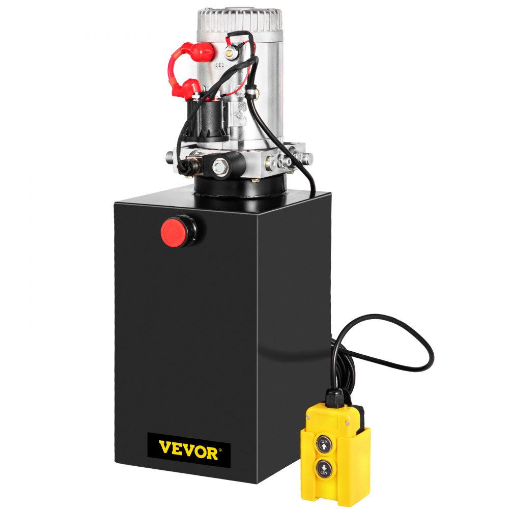 VEVOR Single Acting 15 Quart Hydraulic Pump 12V DC Hydraulic Power Unit 3.75 Gallon Dump Trailer Pump Steel Hydraulic Power Unit 