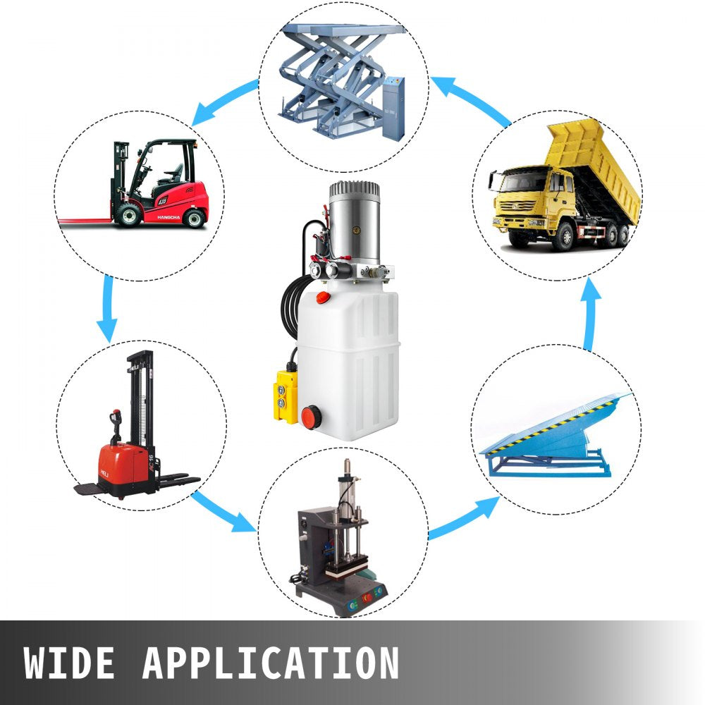 VEVOR 6 Quart Hydraulic Pump Hydraulic Power Unit (Plastic, 6 Quart/Double Action) 