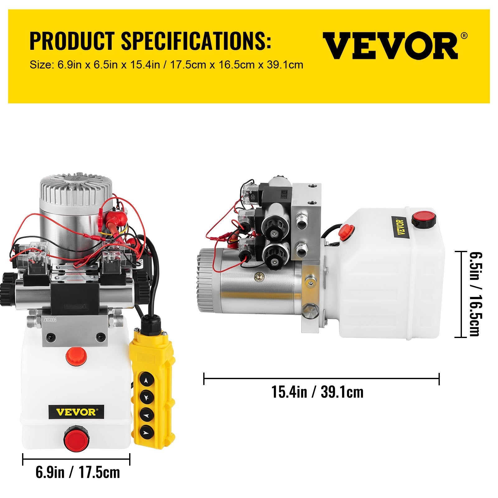 VEVOR Hydraulic Pump Double Acting Hydraulic Power Unit Double Solenoid Hydraulic Power Pack 12V DC Hydraulic Power Pump with 4.5Liter Reservoir for Dump Trailer Car Lifting 