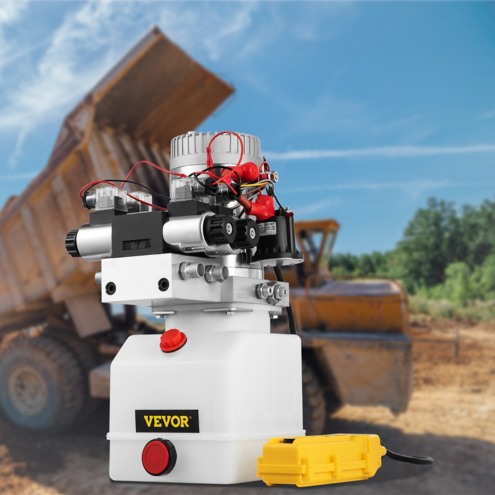 VEVOR Hydraulic Pump Double Acting Hydraulic Power Unit Double Solenoid Hydraulic Power Pack 12V DC Hydraulic Power Pump with 4.5Liter Reservoir for Dump Trailer Car Lifting 