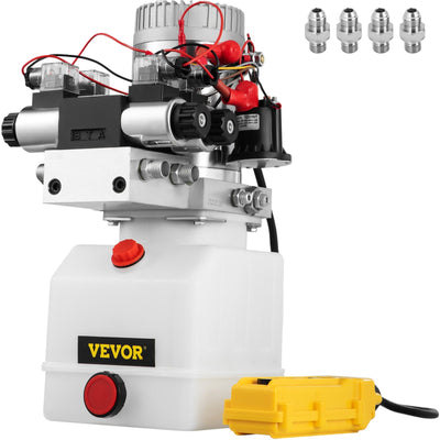 VEVOR Hydraulic Pump Double Acting Hydraulic Power Unit Double Solenoid Hydraulic Power Pack 12V DC Hydraulic Power Pump with 4.5Liter Reservoir for Dump Trailer Car Lifting 