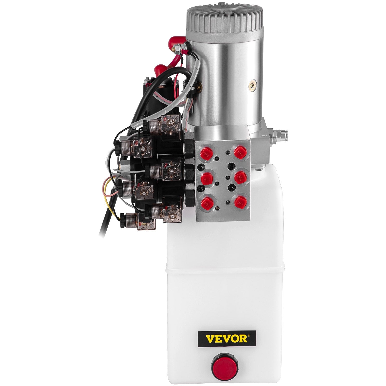 VEVOR Hydraulic Power Unit 6 Way 6 Quart Hydraulic Pump Double Acting Hydraulic Power Unit 12V DC Dump Trailer Car Remote with Plastic Oil Reservoir (Plastic, Double Acting) 