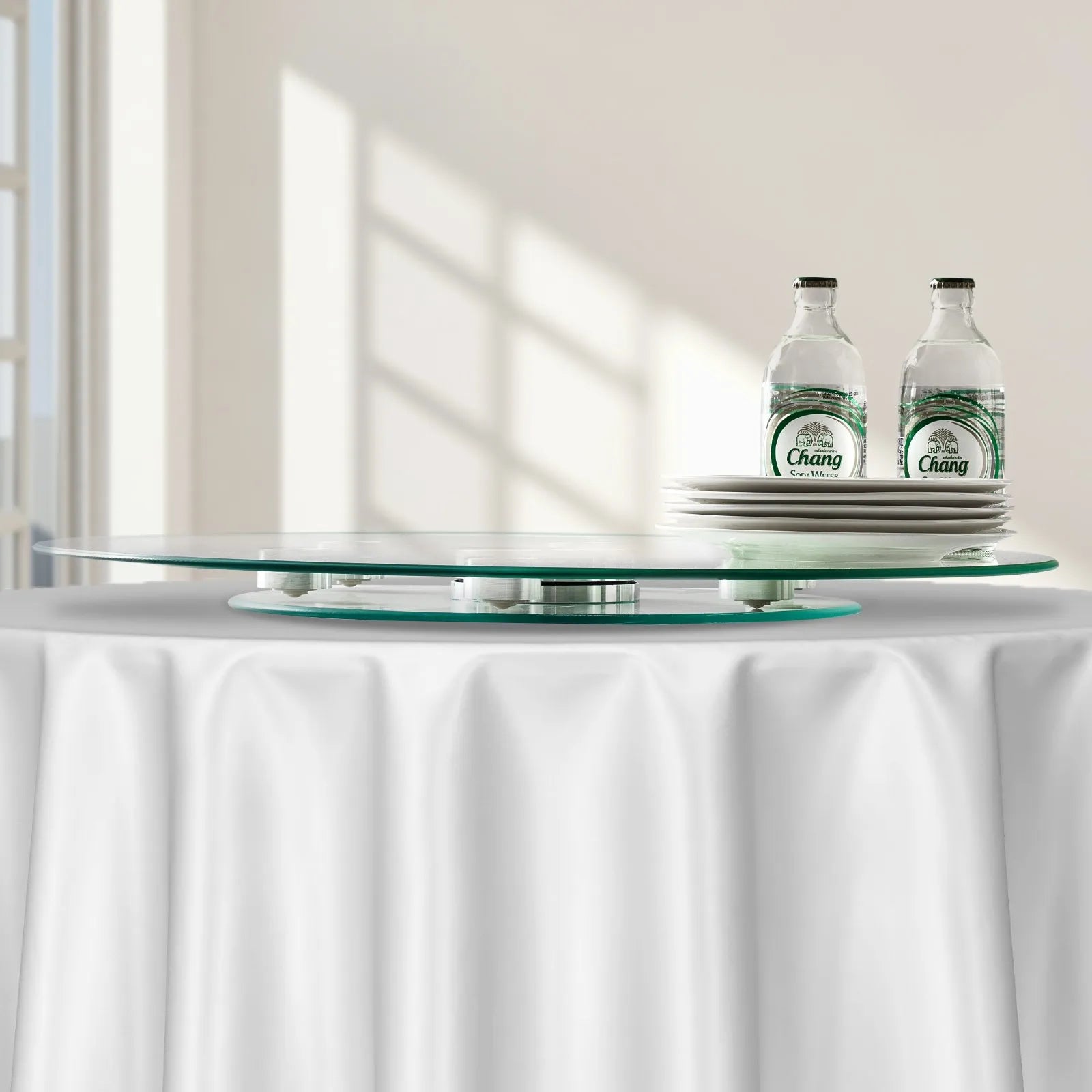 VEVOR Glass Lazy Susan Turntable Dining Table Centerpiece 24 in Rotating Tray