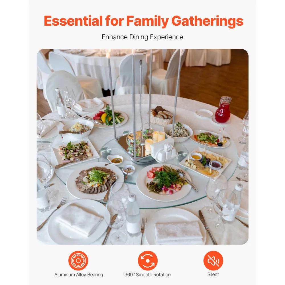 VEVOR Glass Lazy Susan Turntable Dining Table Centerpiece 30 in Rotating Tray