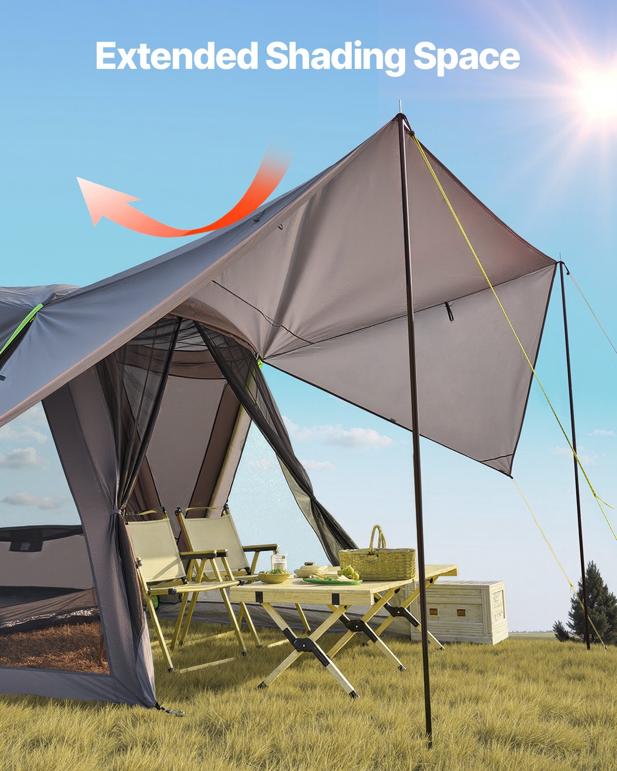 VEVOR SUV Camping Tent Outdoor SUV Tent with Awning Waterproof for 5-8 Person 