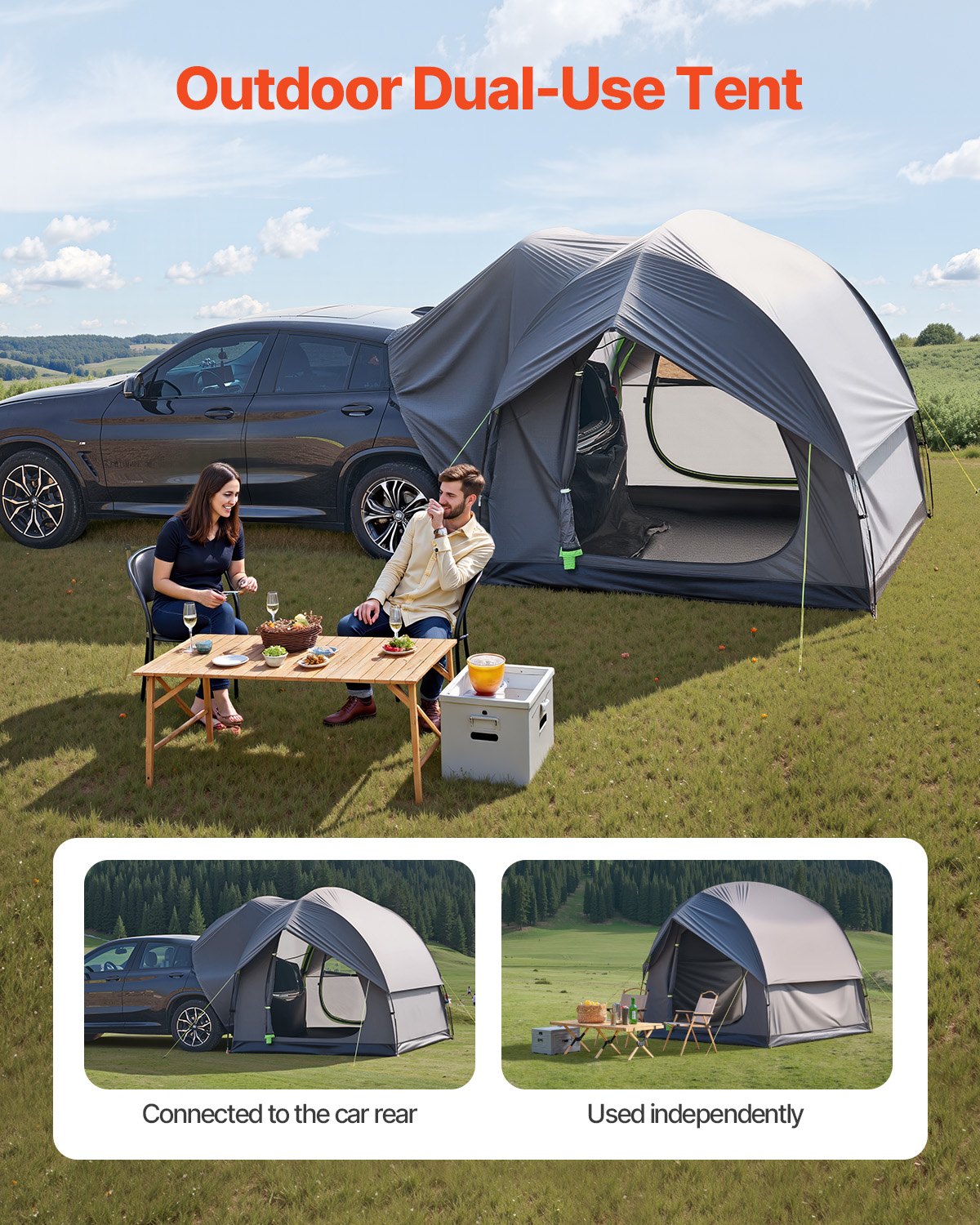 VEVOR SUV Camping Tent Outdoor SUV Tent with 2 Doors Waterproof for 5-8 Person 