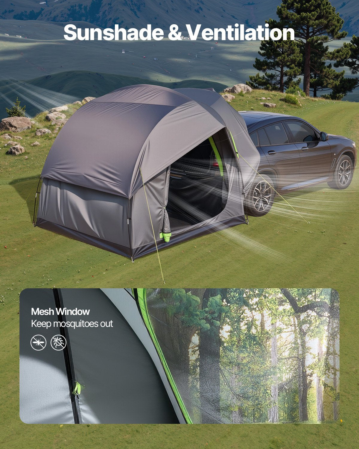VEVOR SUV Camping Tent Outdoor SUV Tent with 2 Doors Waterproof for 5-8 Person 