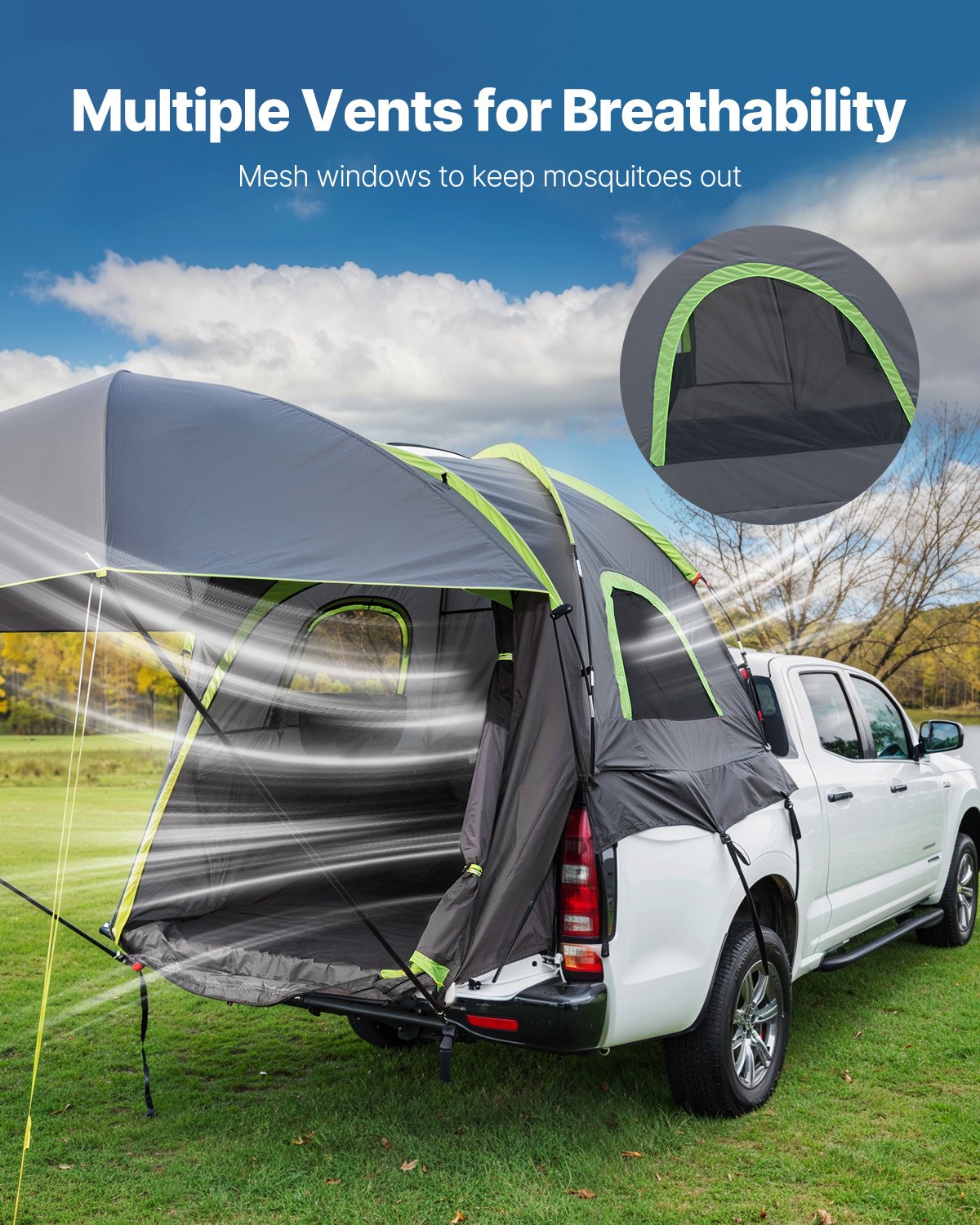 VEVOR Truck Tent 8.0-8.2ft Waterproof PU2000 Truck Bed Camping Tent 2-3 Person 
