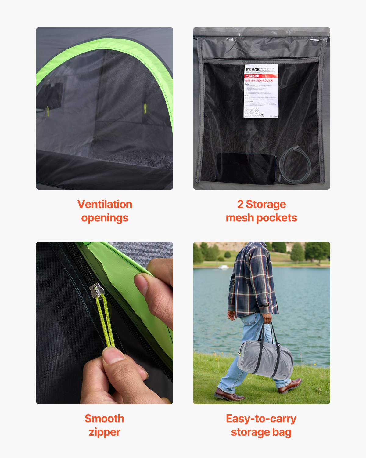 VEVOR Truck Tent 6.4-6.7ft Waterproof PU2000 Truck Bed Camping Tent 2-3 Person 