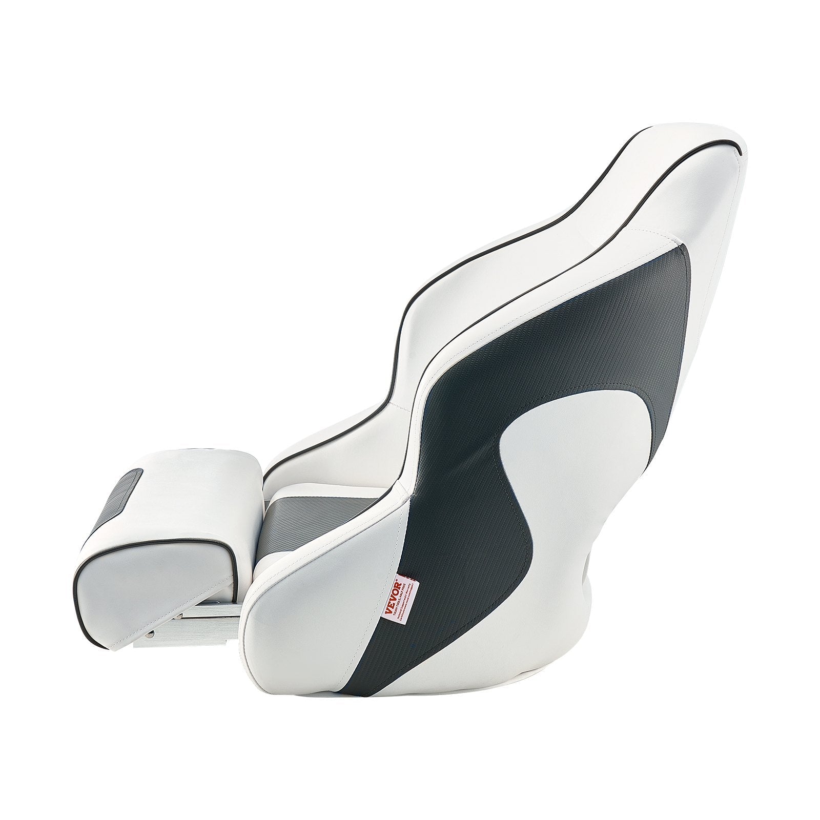 VEVOR Boat Seat High Backrest Flip Up Boat Seat Captain Bucket Seat White & Grey 
