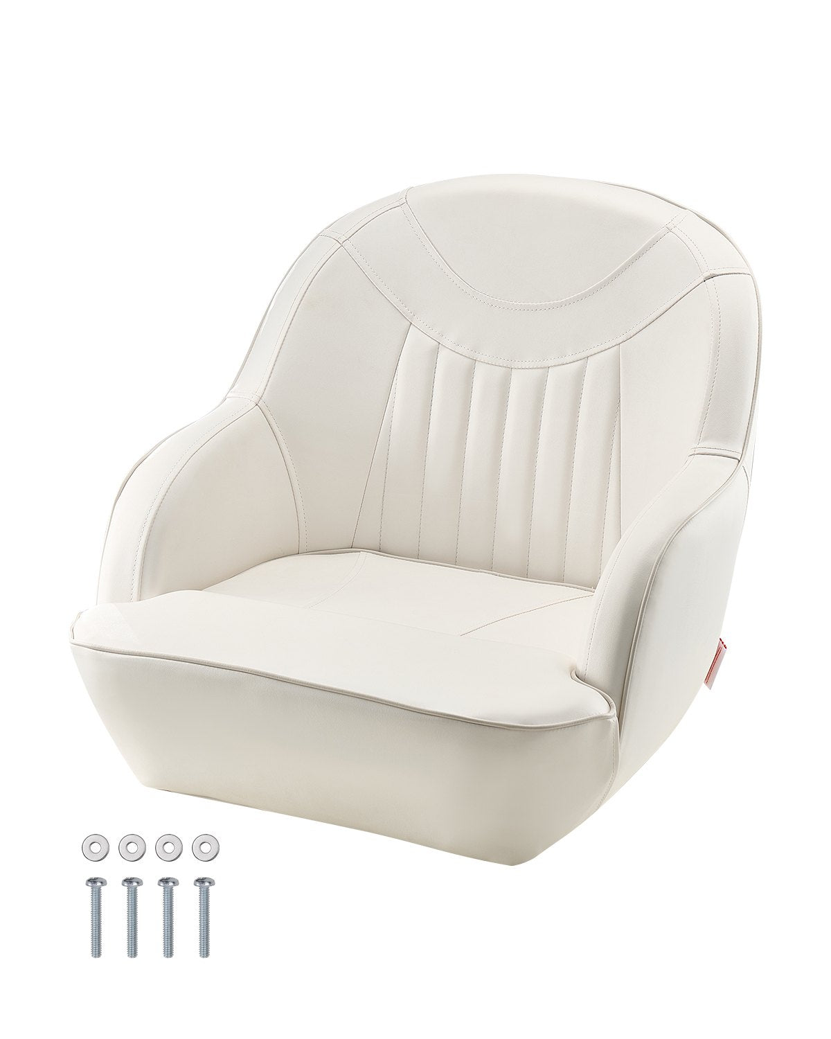 VEVOR Boat Seat Low Backrest PVC Leather Captain Bucket Seat White 