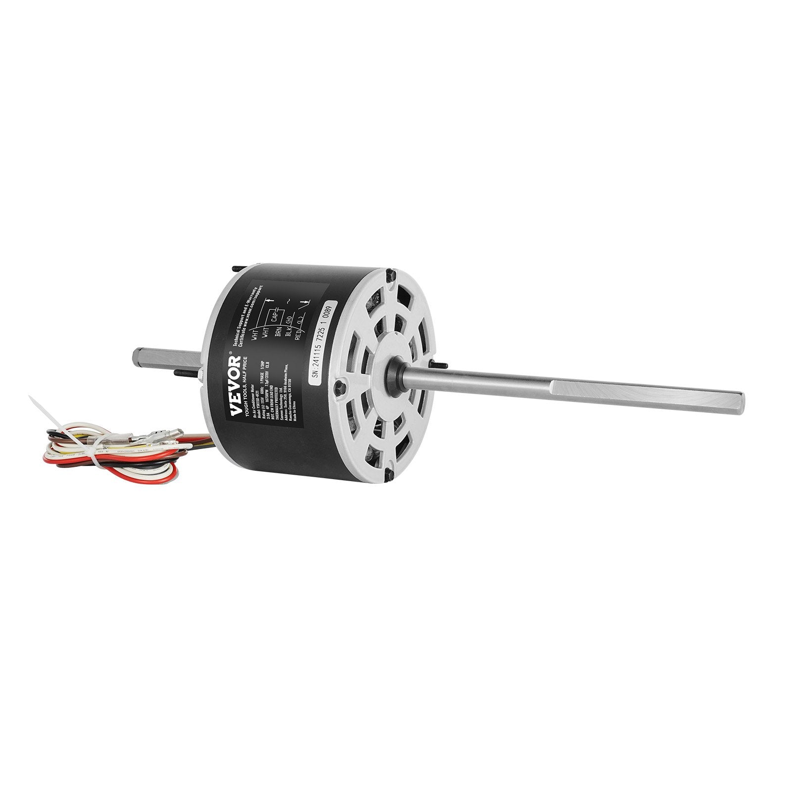 VEVOR 1/3HP RV AC Fan Motor AC115V 3A 1675RPM Single Phase 7.5uf/370V Capacitor 