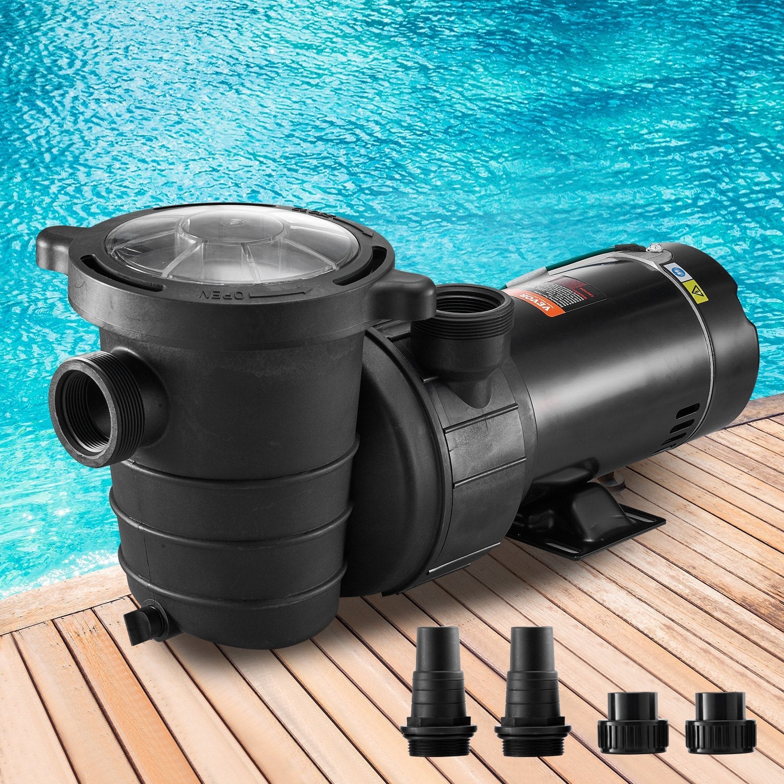VEVOR Swimming Pool Pump, 2 HP 115 V, 1500 W Speed Pump for Above Ground Pool w/ Strainer Basket, 5400 GPH Max. Flow, Certification of ETL for Security 