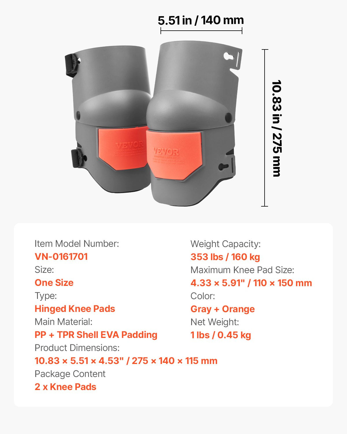 VEVOR Knee Pads for Work Extra Thick for Construction Flooring Cleaning Roofing 