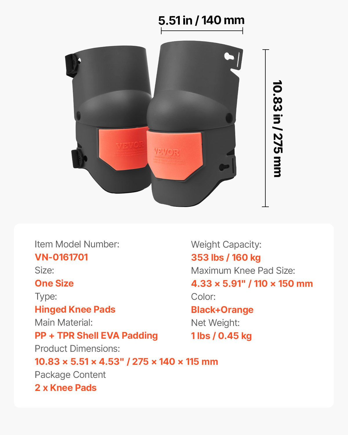 VEVOR Knee Pads for Work Extra Thick for Construction Flooring Roofing Cleaning 
