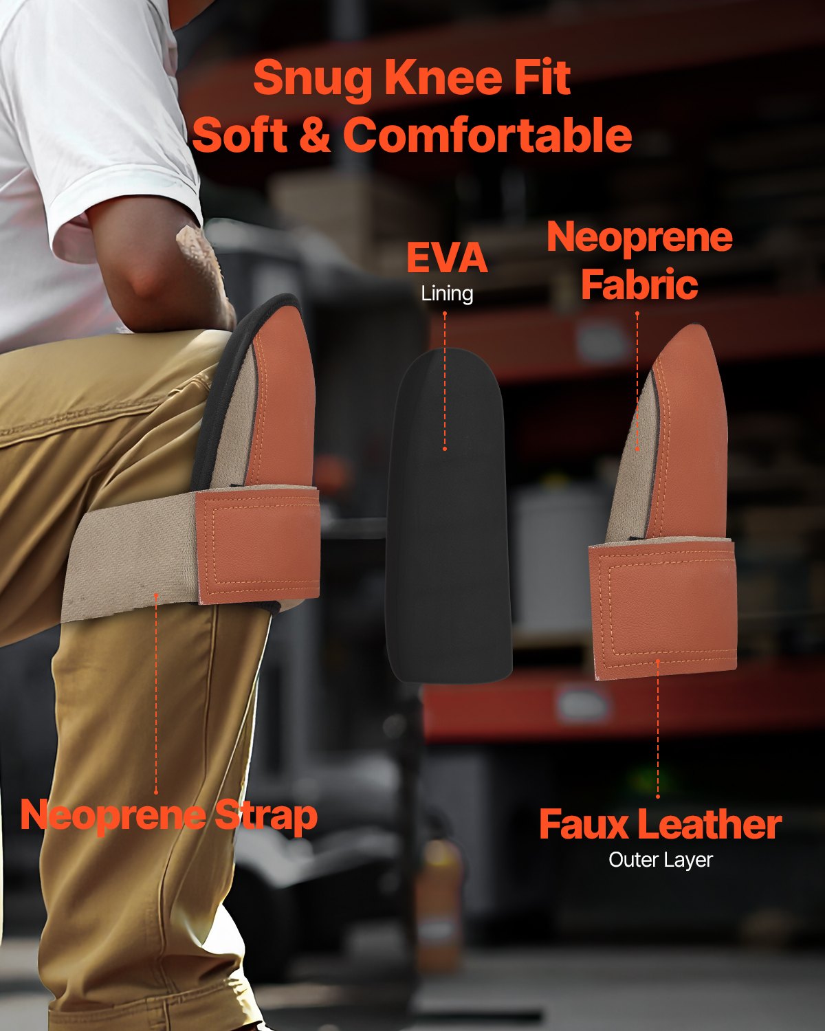 VEVOR Knee Pads for Work Durable Leather Construction Pads Washable Extra Thick 