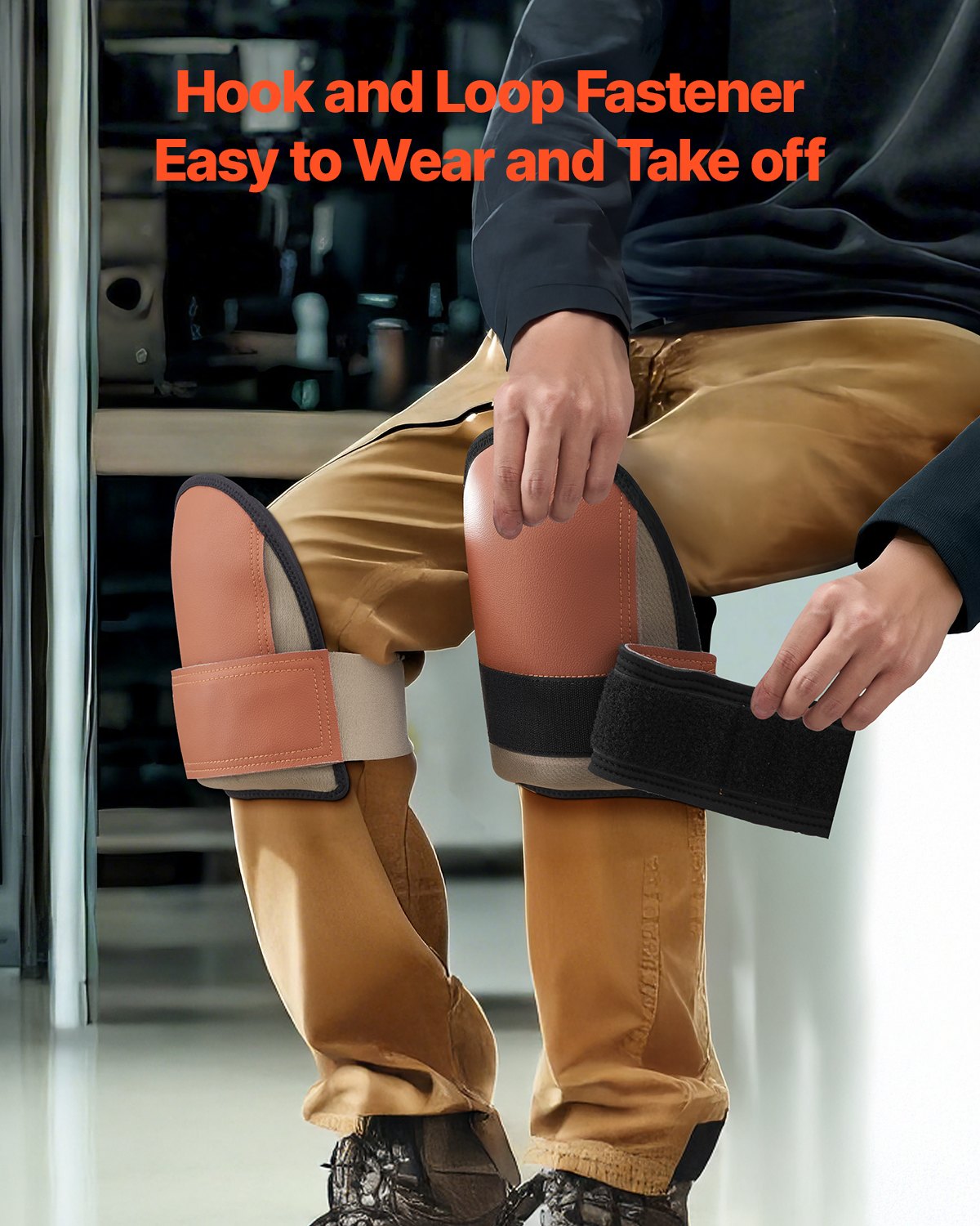 VEVOR Knee Pads for Work Durable Leather Construction Pads Washable Extra Thick 