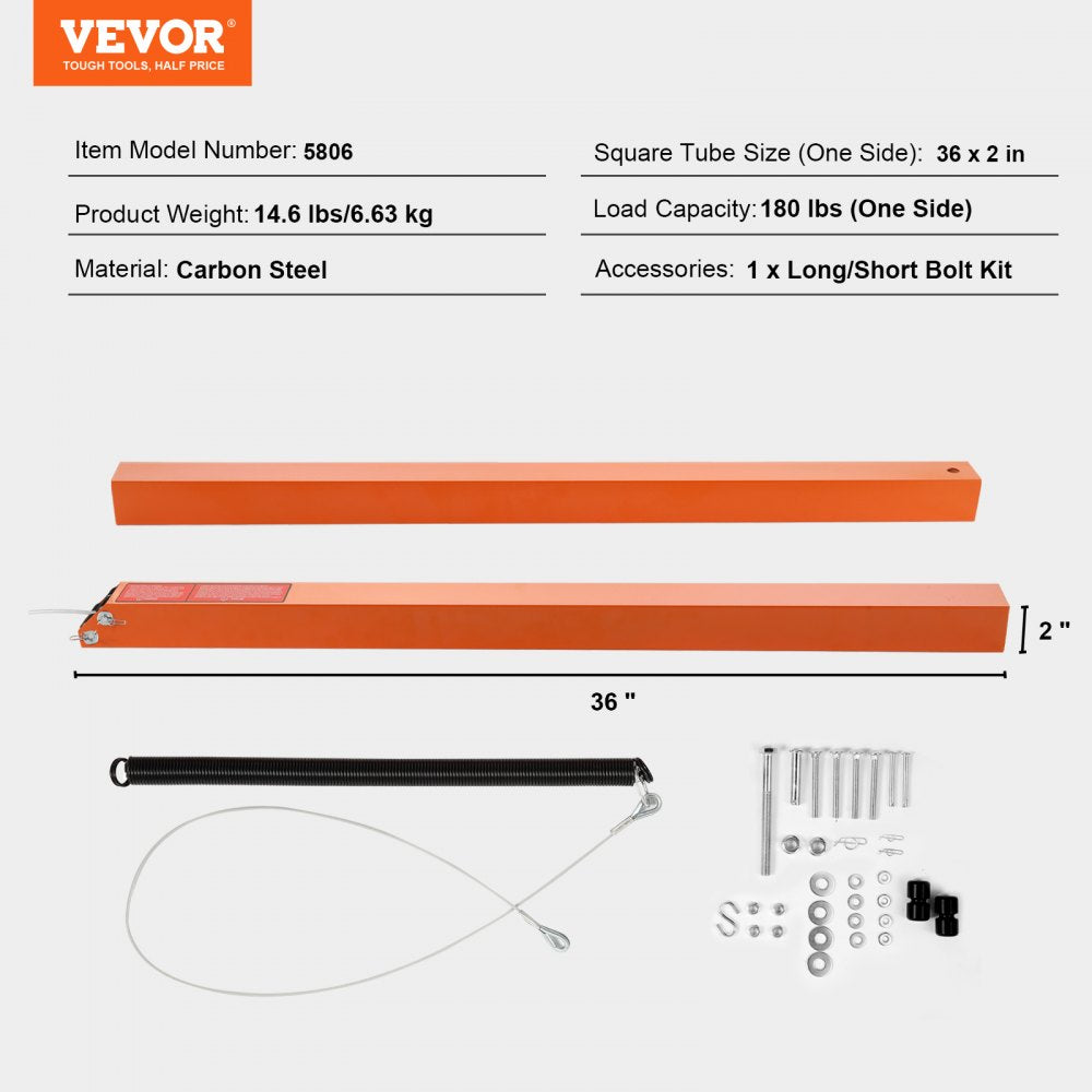 VEVOR Trailer Tailgate Lift Assist, Max 180 lbs Load Capacity, Compatible with Open Utility Trailer Tailgate and Ramp, with 10 to 24 Inches Heights Side Rail and 4 to 6 Feet Height Tail Gate or Ramp 