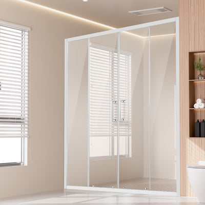 VEVOR Semi-frameless Double Sliding Shower Door SGCC Tempered Glass 1/4" Chrome 