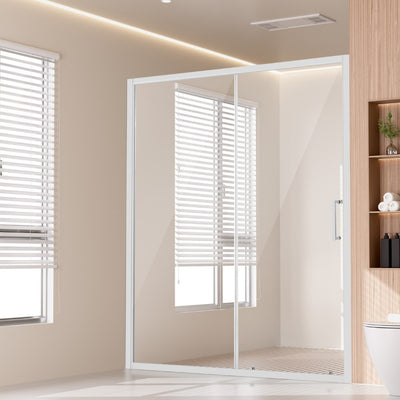 VEVOR Semi-frameless Shower Door 57.7-59" x 70" SGCC Tempered Glass 1/4" Chrome 