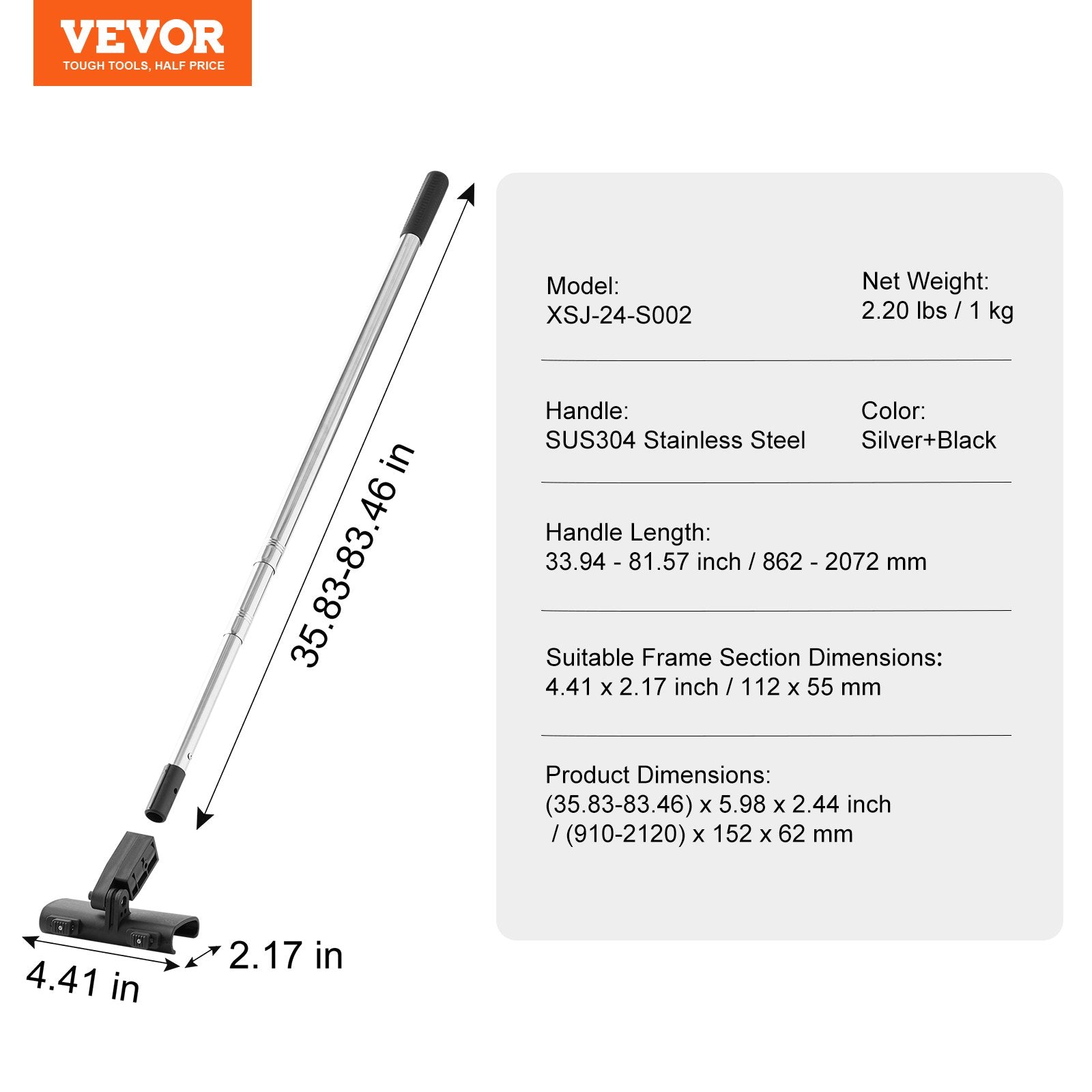 VEVOR Drywall Skimming Kit, Handle + Fixator Smoothing Knife Accessory, Professional Skim Coat Tools For Drywall, Wipe/Drywall Knife, for Gyprock / WallBoard / Plasterboard (No Blade) 