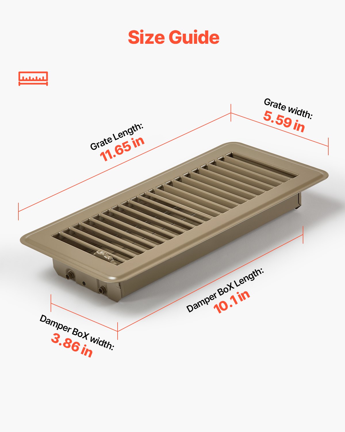 VEVOR Floor Registers 4 x 10 Inch 6-Pack Iron Floor Vents for HVAC Vents Brown 