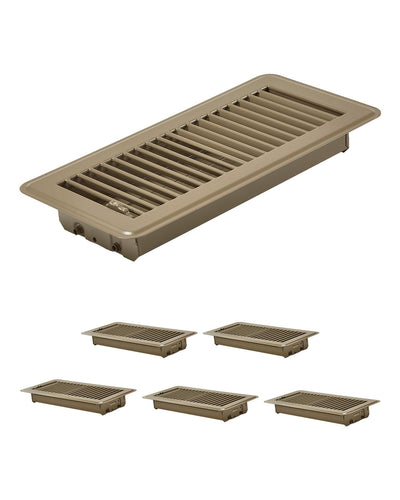 VEVOR Floor Registers 4 x 10 Inch 6-Pack Iron Floor Vents for HVAC Vents Brown 
