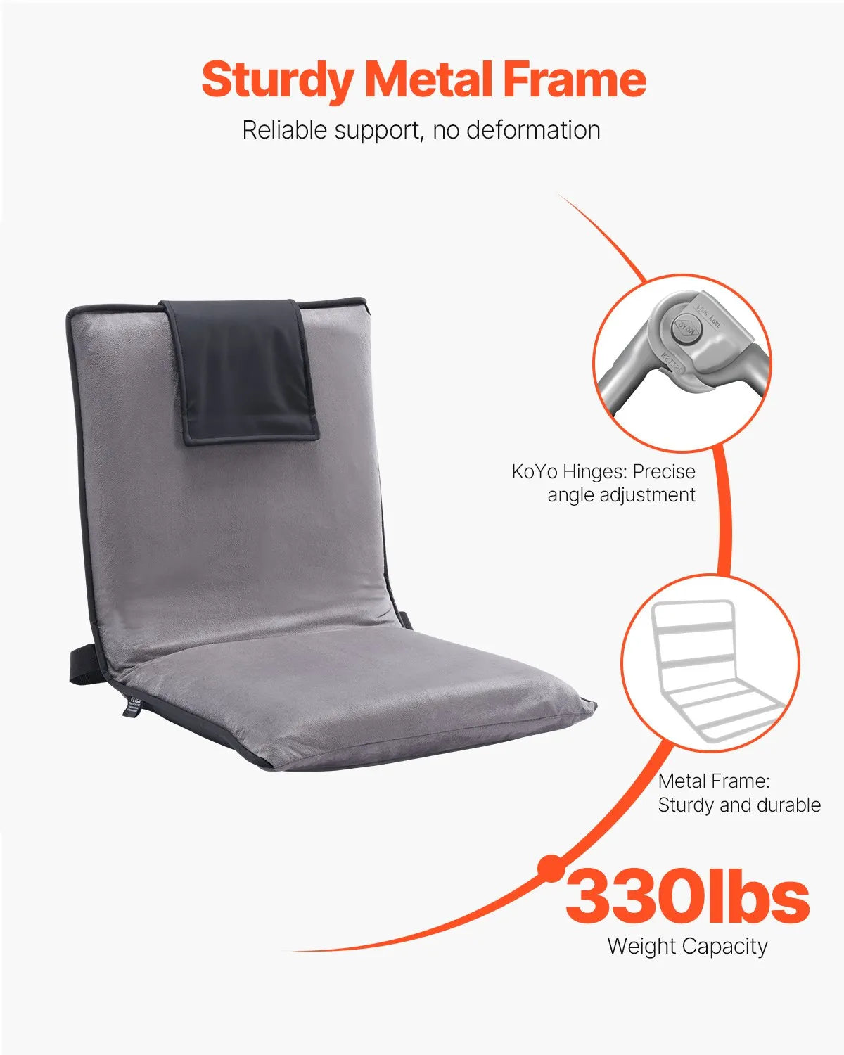 VEVOR Floor Chair with Back Support Folding Floor Chair 6 Adjustable Positions