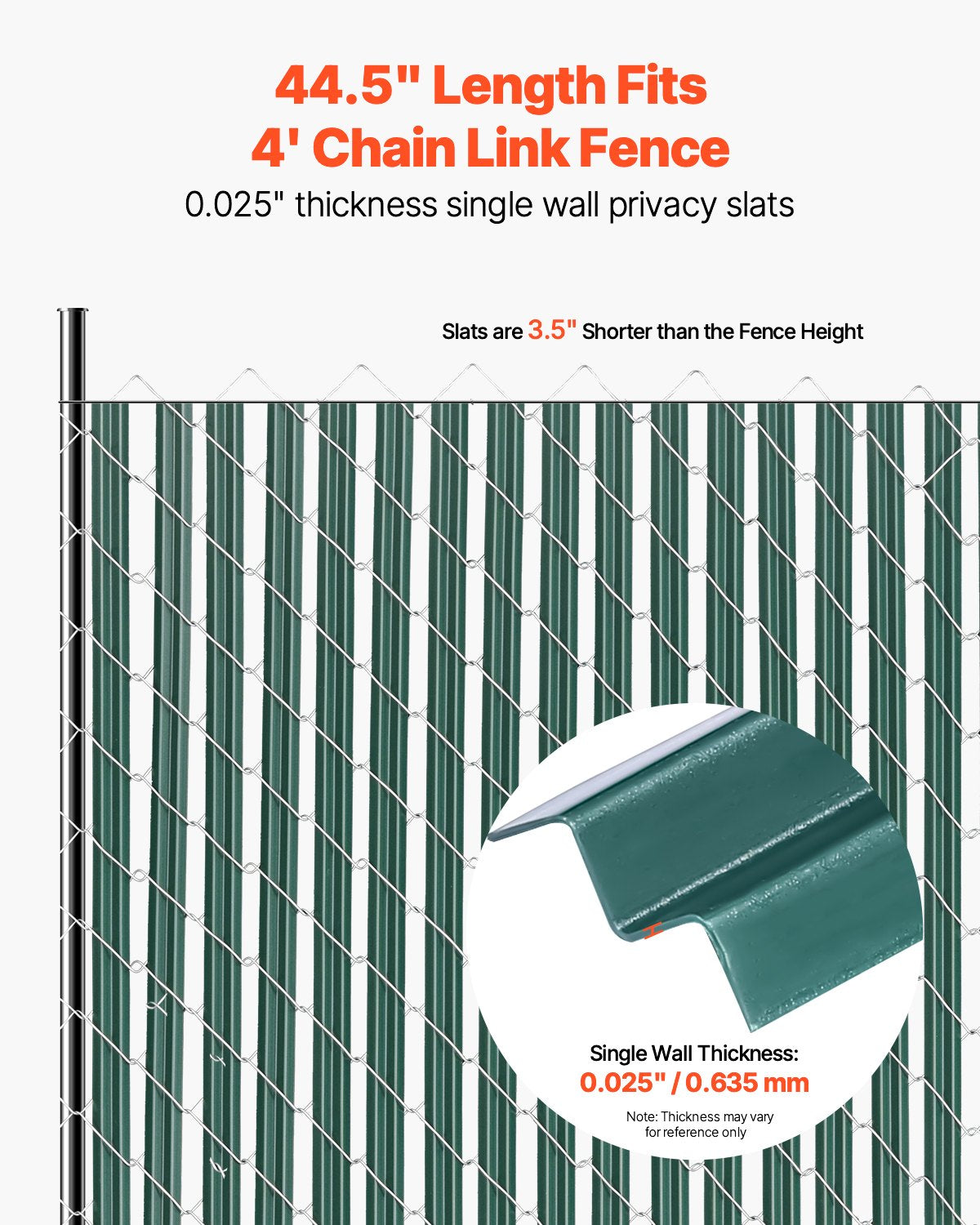 VEVOR Chain Link Fence Privacy Slats Single-Wall for 4' High Fence Bottom Lock 