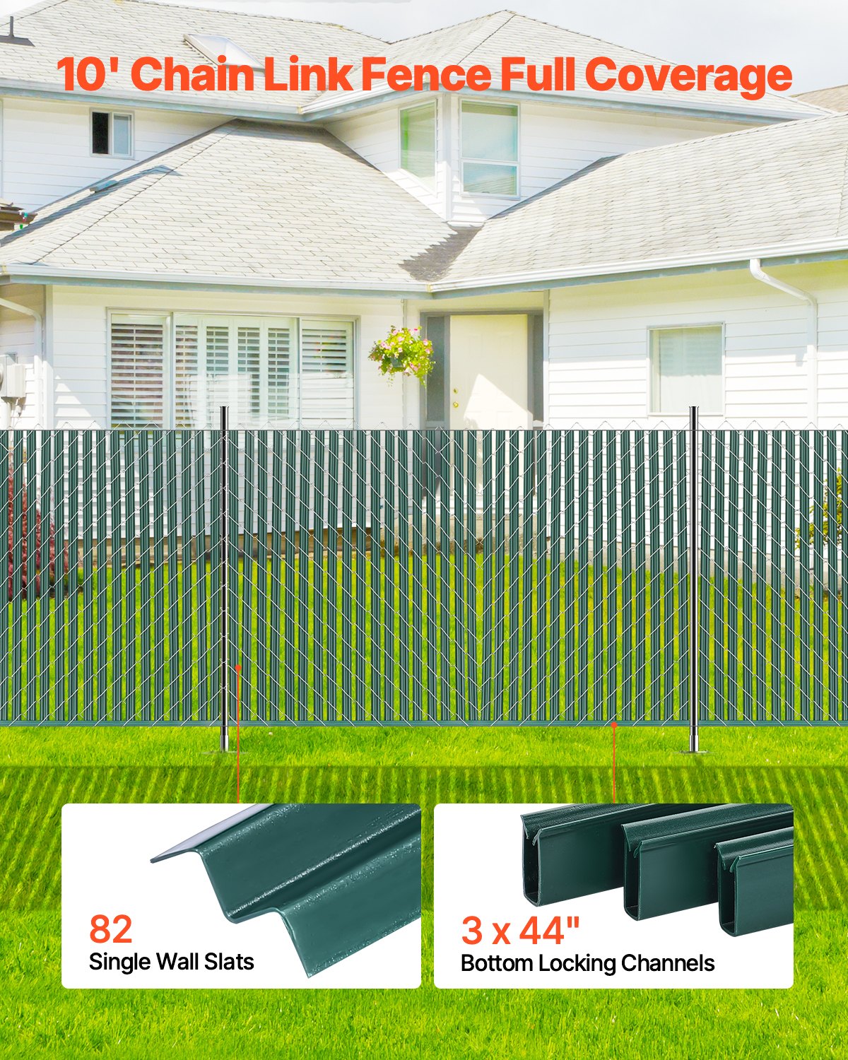 VEVOR Chain Link Fence Privacy Slats Single-Wall for 4' High Fence Bottom Lock 